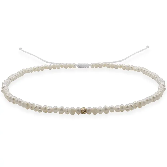 Bratara de picior, perle si biluta Aur 14K Premium
