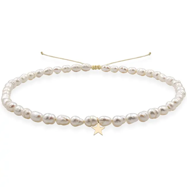 Bratara de picior, perle si stea Aur 14K Premium