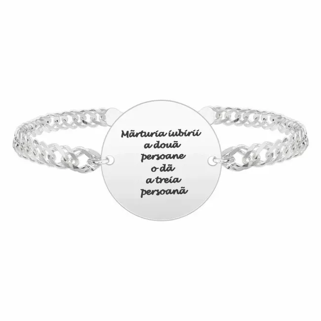 Bratara barbateasca lant banut mare 22 mm personalizat gravura text Argint 925 Premium (lant Curbed XL)