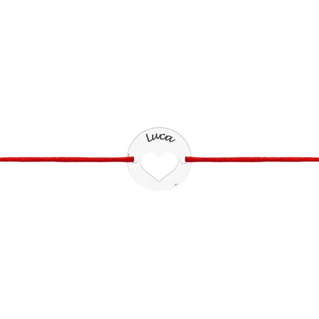 Bratara bebe din Argint 925 Premium, cu snur reglabil si personalizata cu banut mic gravat (11 mm)