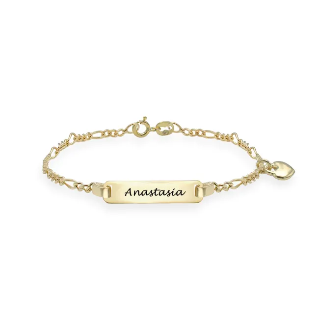 Bratara lant Argint 925 Premium , inima si placuta, personalizata (nou nascut - 10 ani) picture - 3