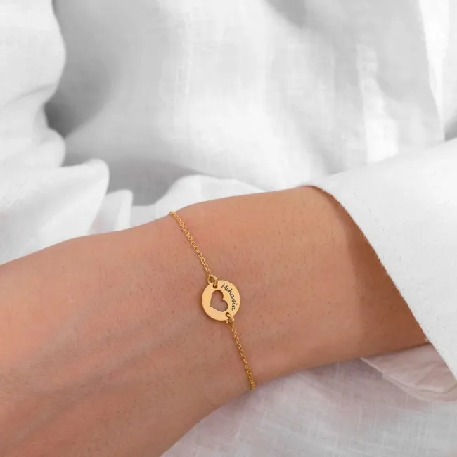 Bratara din Aur 14K Premium, personalizata cu banut mic gravat (11 mm)
