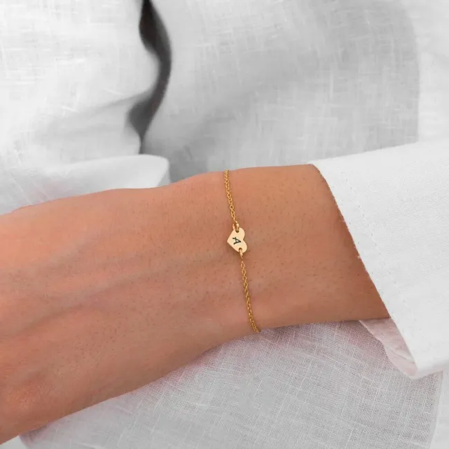 Bratara din Aur 14K Premium, personalizata cu inima mic mica gravata (7 mm)