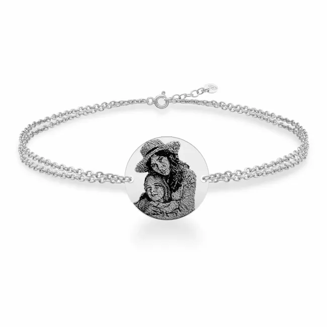 Bratara lant dublu Argint 925 Premium personalizata cu poza (17 mm)
