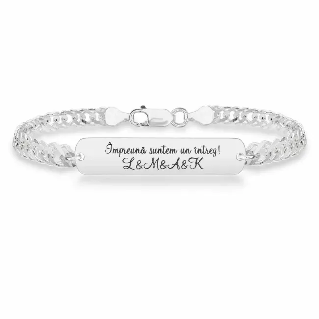 Bratara barbateasca lant placuta 33 mm personalizata gravura text Argint 925 Premium (lant Curbed XL) picture - 7