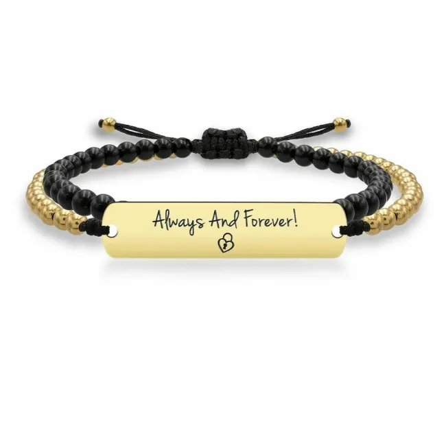 Bratara barbateasca snur onix si bilute placuta 33 mm personalizata gravura text Argint 925 Premium picture - 3