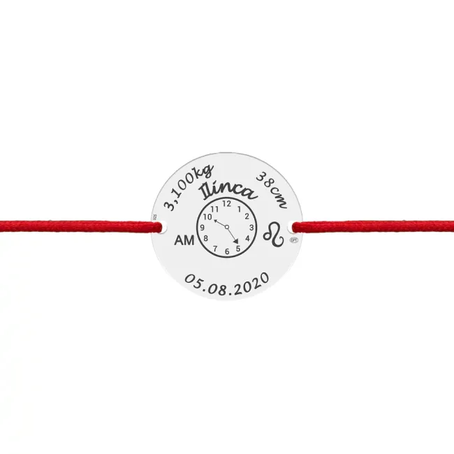 Bratara Argint 925 Premium dama, snur reglabil si banut mare, personalizata cu foto (17 mm)