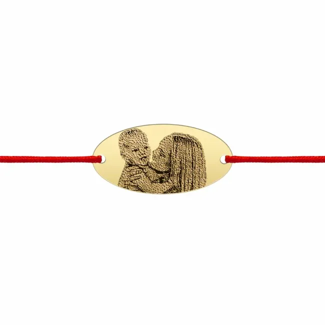 Bratara barbateasca Argint 925 Premium snur oval 22 mm personalizat gravura cu poza
