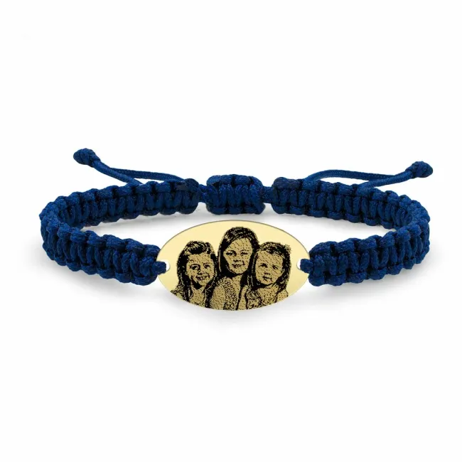 Bratara snur oval 22 mm personalizat gravura cu poza Aur 14K