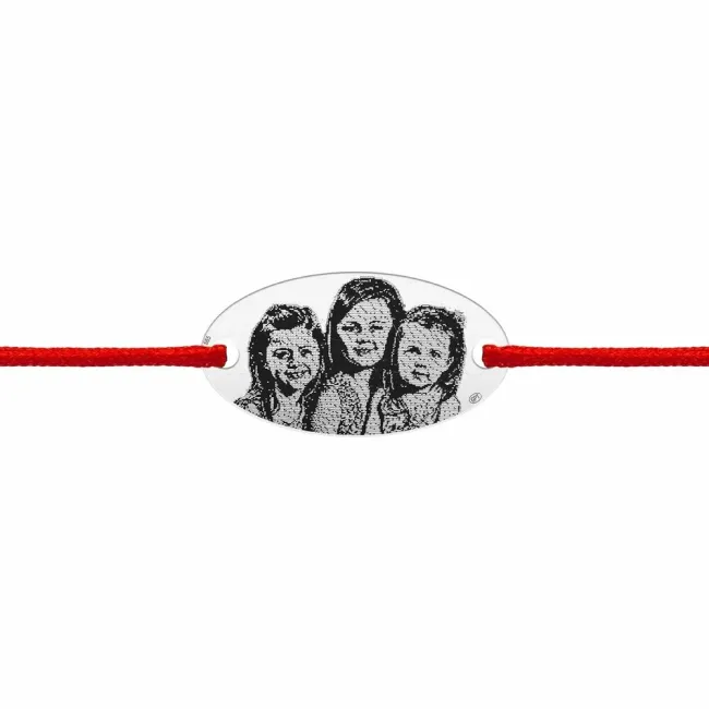 Bratara snur oval 22 mm personalizat gravura cu poza Aur 14K picture - 4