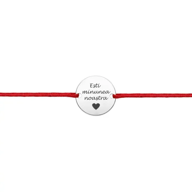 Bratara Argint 925 Premium bebe, snur reglabil si banut mic, personalizata cu text (12 mm)
