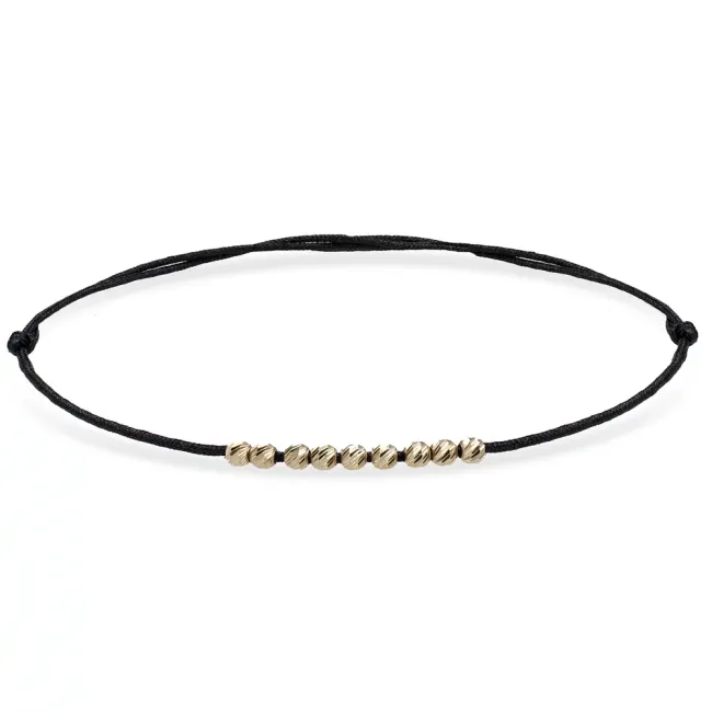 Bratara picior Aur 14K Premium, snur cu bilute, reglabila (2.5 mm)