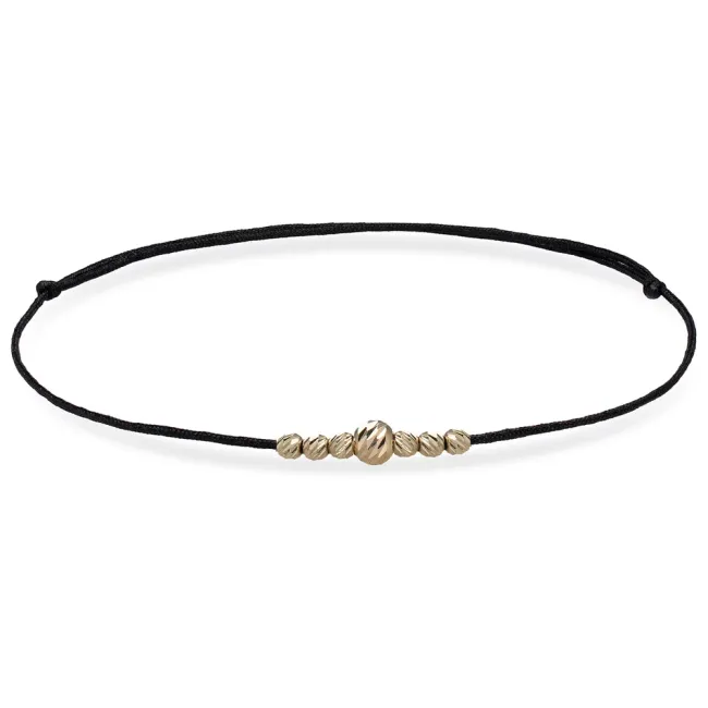 Bratara picior Aur 14K Premium, snur cu mix bilute, reglabila (2.5 mm si 4 mm)