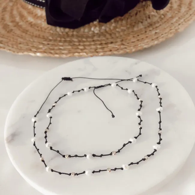 Bratara picior Aur 14K Premium, snur cu perle de cultura si bilute, reglabila picture - 9