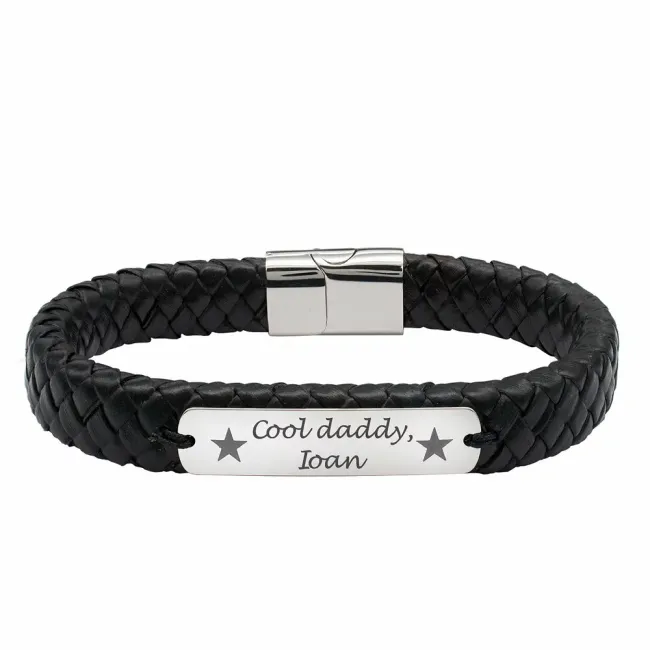 Bratara barbat din Argint 925 Premium, personalizata cu gravura (36 mm)