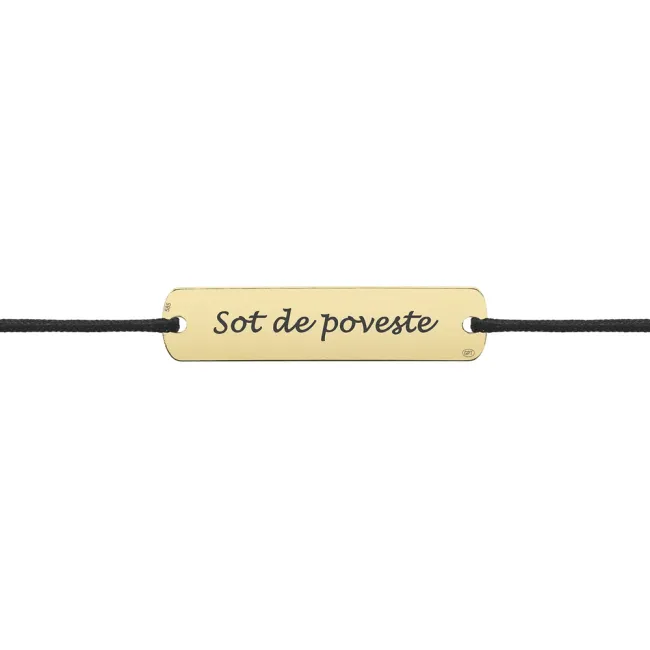 Bratara barbat din Aur 14K Premium, cu snur reglabil si personalizata cu gravura (25 mm)