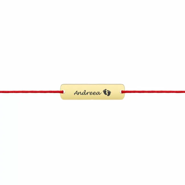 Bratara din Aur 14K Premium, cu snur reglabil si personalizata cu gravura (18 mm)