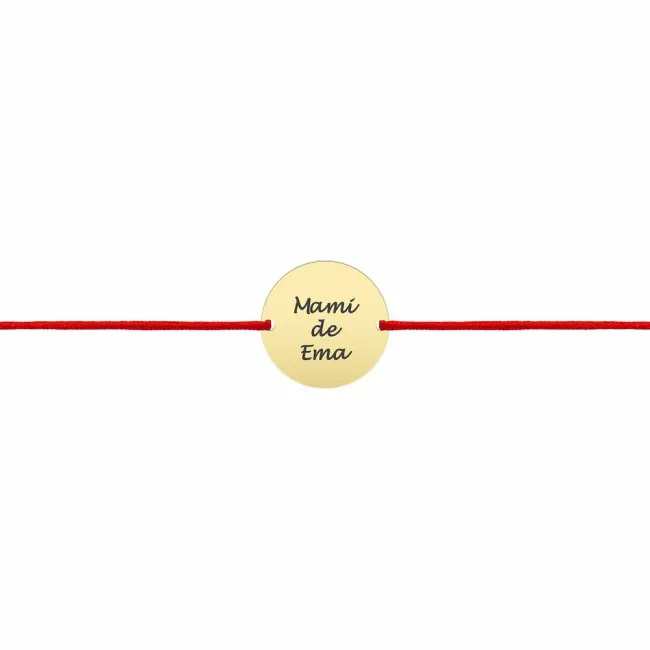 Bratara dama din Aur 14K Premium, cu snur reglabil si personalizata cu banut mic gravat (10 mm)