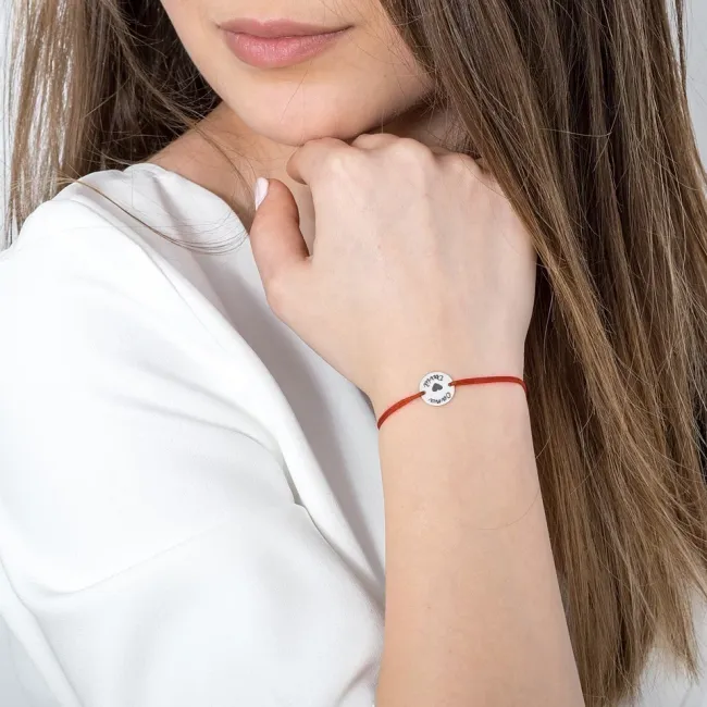 Bratara dama din Aur 14K Premium, cu snur reglabil si personalizata cu banut mic gravat (10 mm)