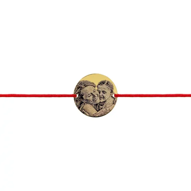 Bratara Aur 14K Premium dama, snur si banut mare, personalizata cu poza (18 mm)