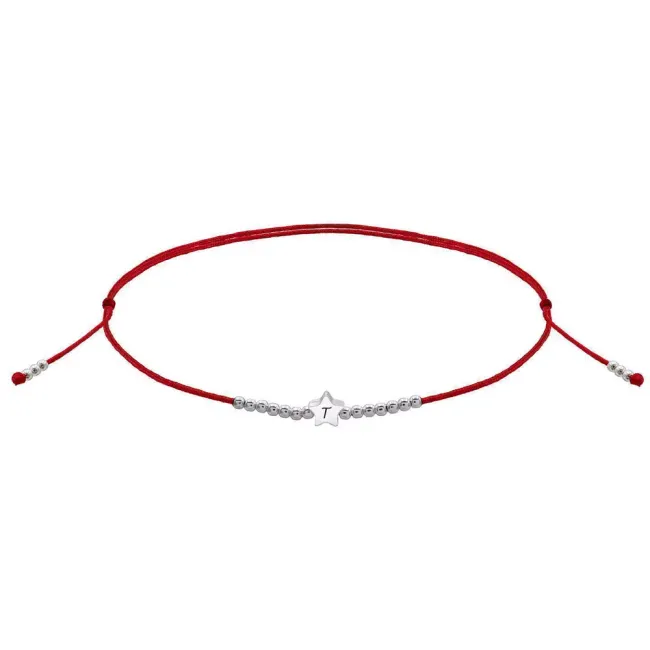 Bratara snur pentru picior stea mic 5 mm personalizata gravura intiala Argint 925 Premium