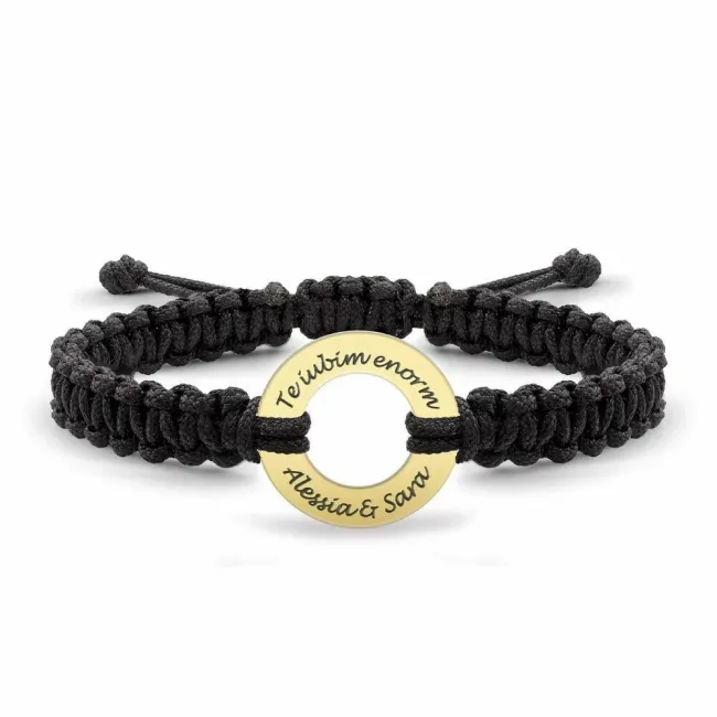 Bratara Argint 925 Premium barbateasca, snur gros reglabil si cerc, personalizata cu text (22 mm) picture - 6