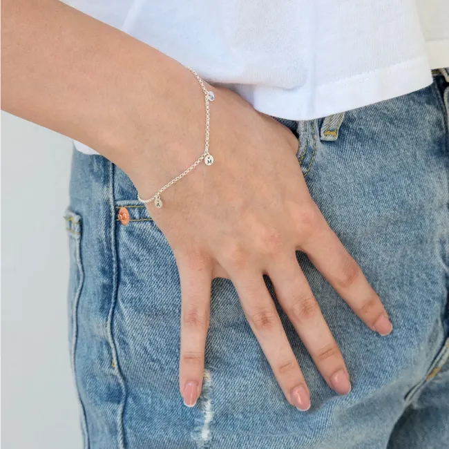 Bratara tip salba, lant cu banuti 5 mm Argint 925 Premium, personalizata initiale