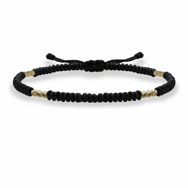 Bratara dama din Aur 14K Premium, cu snur reglabil negru impletit tubular