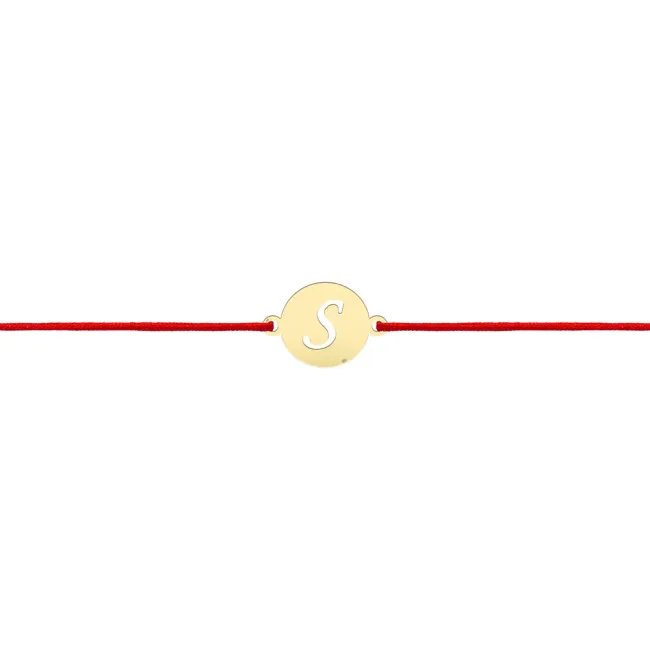 Bratara snur banut mic 10 mm cu initiala decupata Aur 14K
