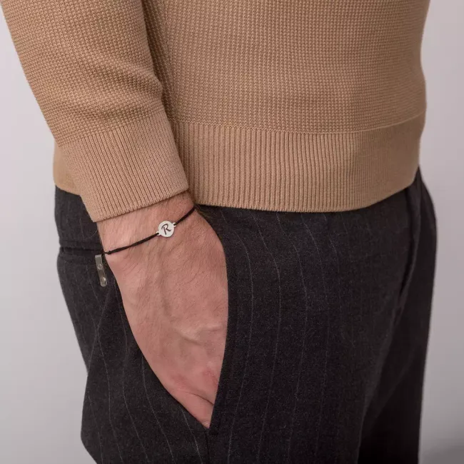 Bratara snur banut mic 10 mm cu initiala decupata Aur 14K picture - 4