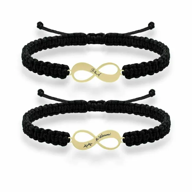Bratari cuplu Aur 14K Premium, snur reglabil si infinit, personalizate cu text ( 18 mm) picture - 3
