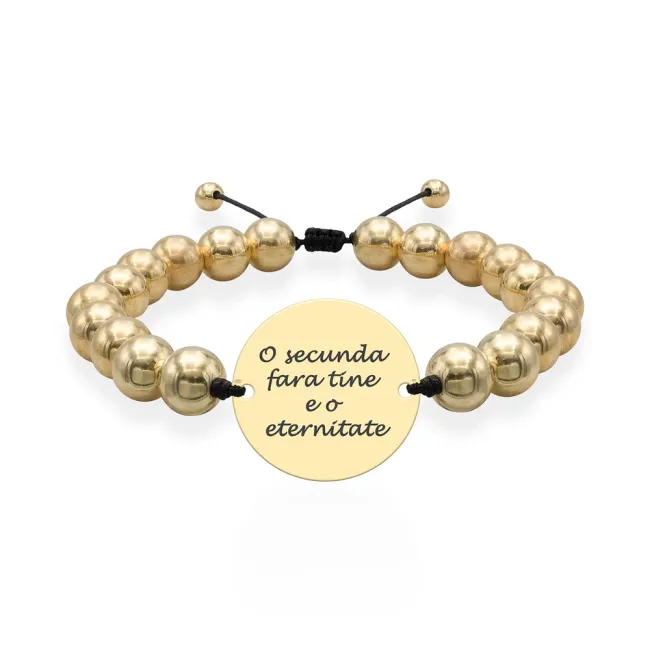 Bratari cuplu Argint 925 Premium, snur cu bilute si banut, personalizate cu text (17 mm si 22 mm) picture - 6