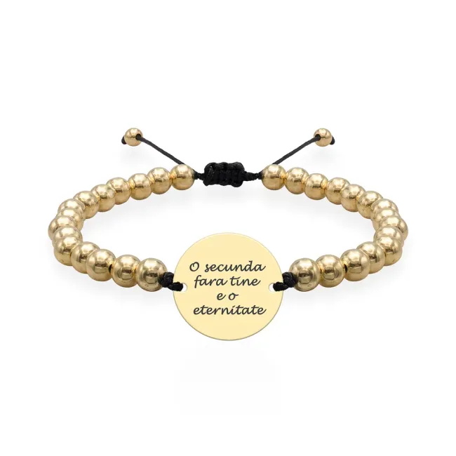 Bratari cuplu Argint 925 Premium, snur cu bilute si banut, personalizate cu text (17 mm si 22 mm) picture - 8