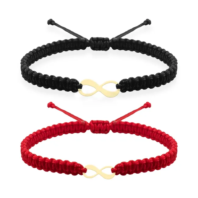 Bratari cuplu Aur 14K Premium , snur reglabil si infinit ( 10mm si 14mm)