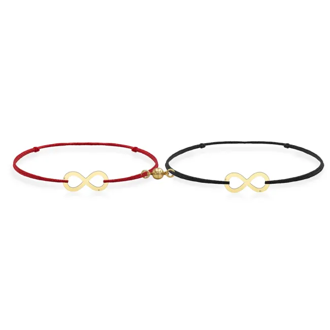 Bratari cuplu magnetice Argint 925 Premium, snur reglabil si infinit (17 mm)