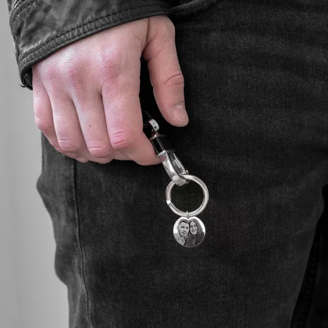 Breloc Argint 925 Premium, banut mare, personalizat cu poza (22 mm)