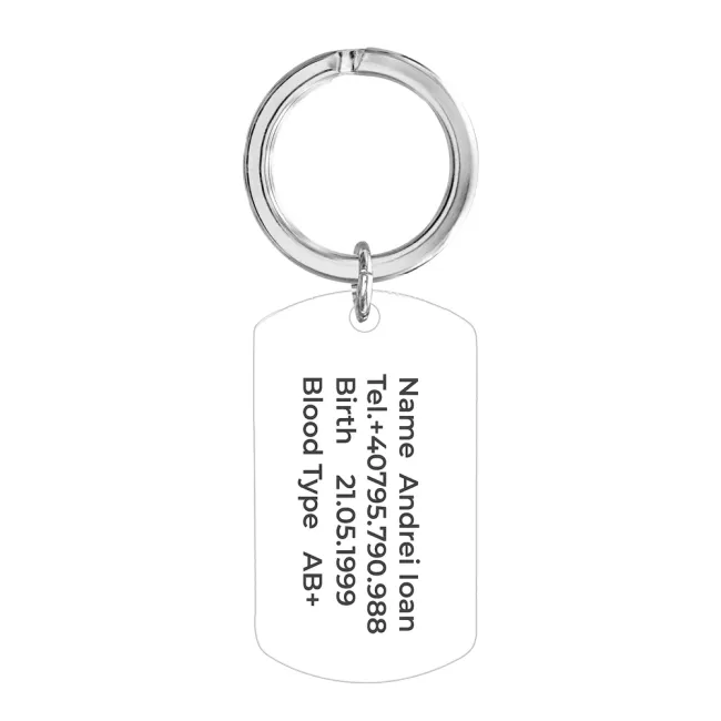 Breloc Inox Premium hipoalergenic,personalizat cu text, placuta Army (43 mm)