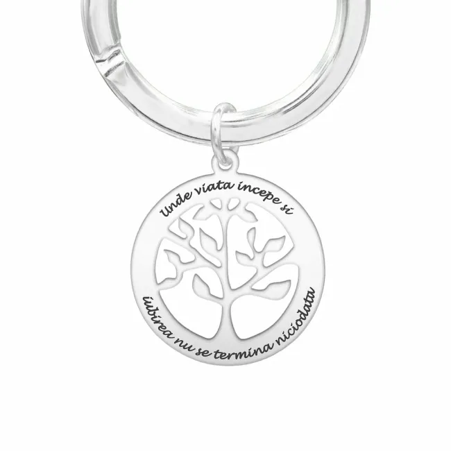 Breloc Argint 925 Premium, personalizat, copacul vietii (28 mm)