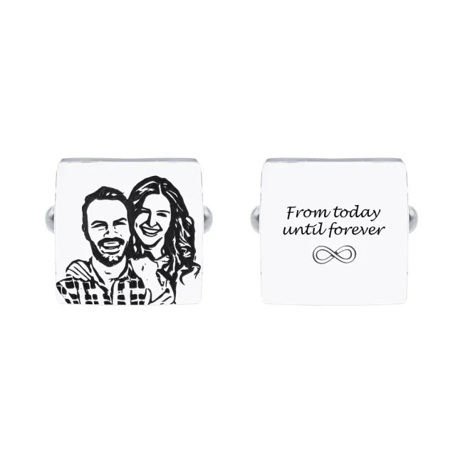 Butoni personalizati, gravura 4life, Inox Premium hipoalergenic, patrati (12 mm)