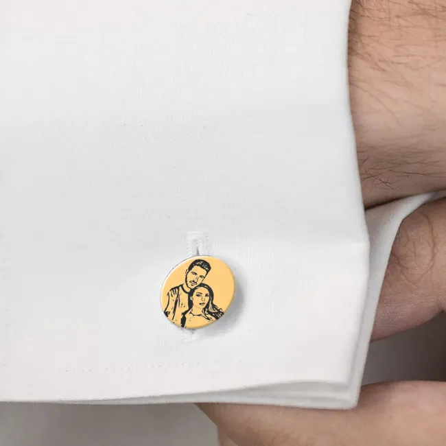 Butoni personalizati, gravura 4life, Inox Premium hipoalergenic, rotunzi (15 mm) placati cu aur galben