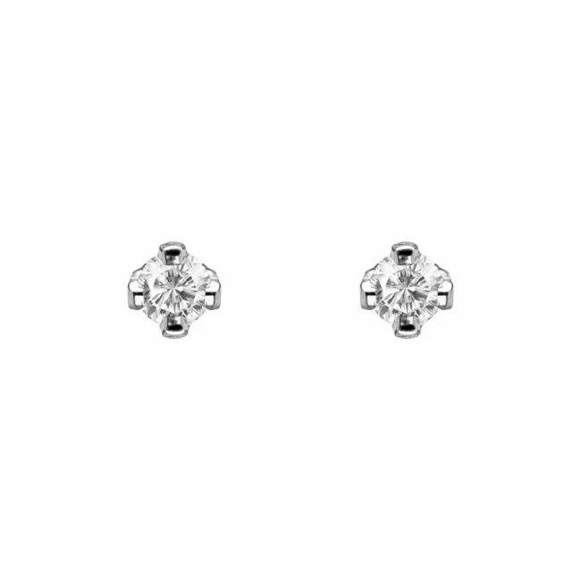 Cercei aur copii PRIMUL MEU DIAMANT pietricica din diamant inchidere sigura cu filet (Aur 14K)