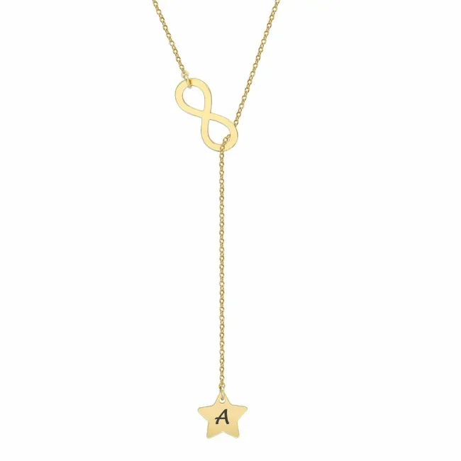 Lantisor Argint 925 Premium, steluta trecuta prin infinit, personalizat