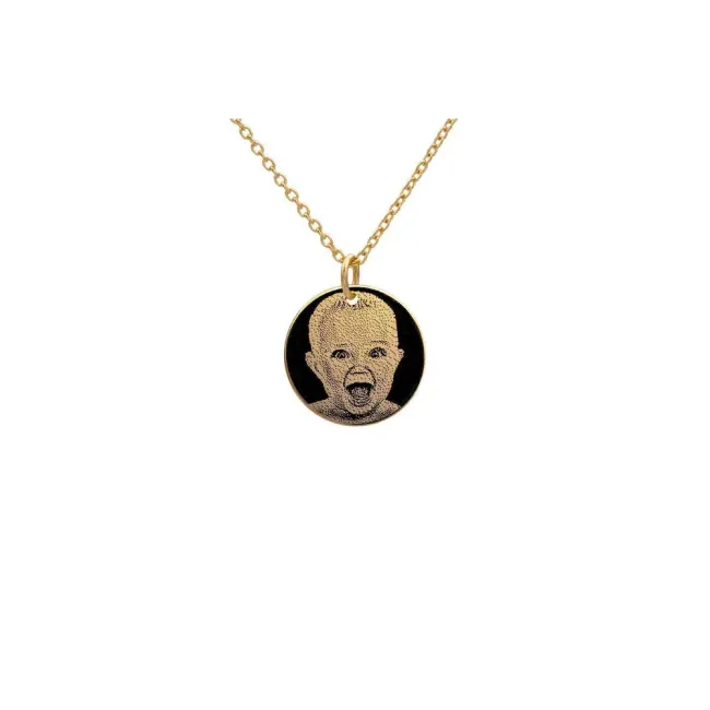 Lantisor Aur dama, banut mic 12 mm, personalizat cu poza