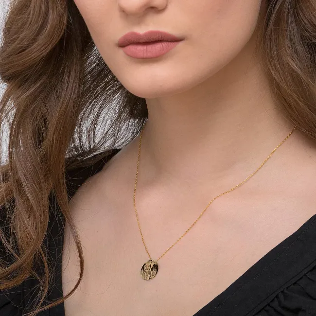 Lantisor Aur 14K Premium, dama, lantisor trecut prin banut mediu 15 mm, personalizat cu poza picture - 3