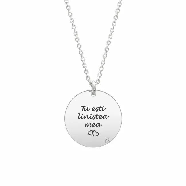 Lantisor Argint 925 Premium, banut mare 17 mm, personalizat cu text