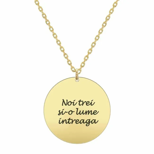 Lantisor Argint 925 Premium, banut mare 22 mm, personalizat cu text