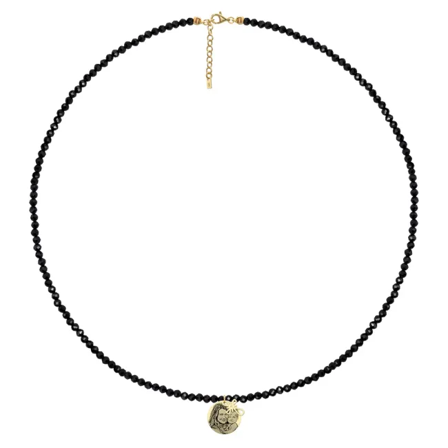 Colier cu pietre negre Spinel, cruce (10 mm) si banut Argint, personalizat cu poza (14 mm) picture - 4