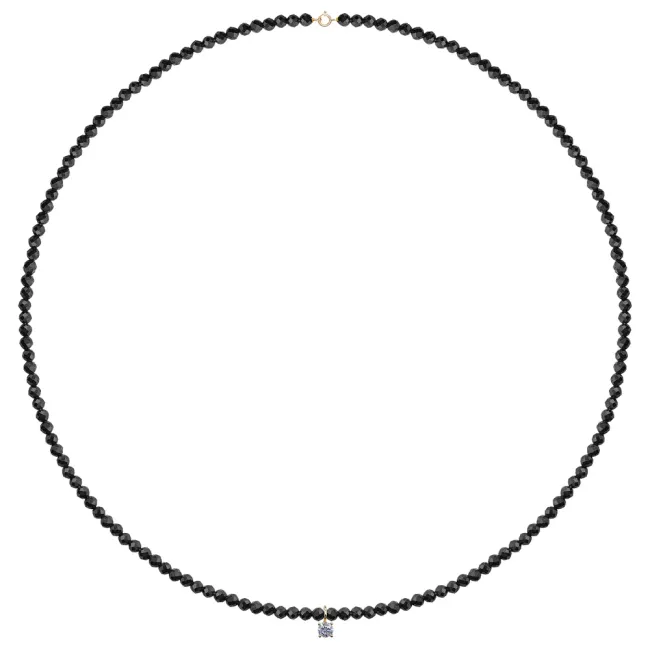 Colier cu pietre negre Spinel si pandantiv Aur cu zirconiu