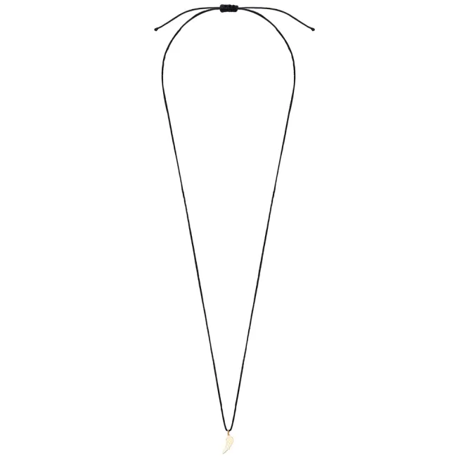 Colier cu snur reglabil si pandantiv aripa Aur (12 mm)