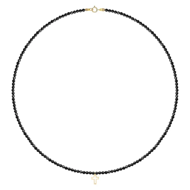 Colier damă, Aur 14K Premium - Cruce decupată si spinel 12mm picture - 3